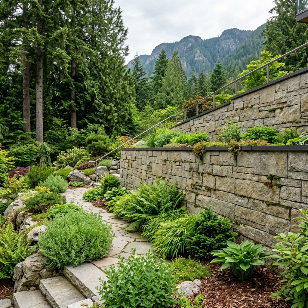 Stone retaining wall work